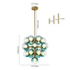 Glam Cluster White Blue Glass Bubble Tiered Chandelier