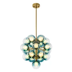 Glam Cluster White Blue Glass Bubble Tiered Chandelier