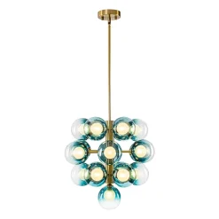 Glam Cluster White Blue Glass Bubble Tiered Chandelier