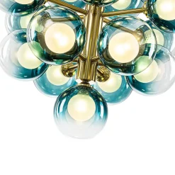 Glam Cluster White Blue Glass Bubble Tiered Chandelier