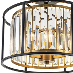 Glam Crystal Drum Round Semi Flush Ceiling Light
