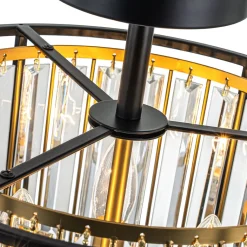 Glam Crystal Drum Round Semi Flush Ceiling Light