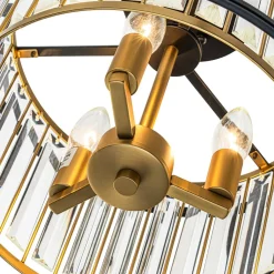 Glam Crystal Drum Round Semi Flush Ceiling Light
