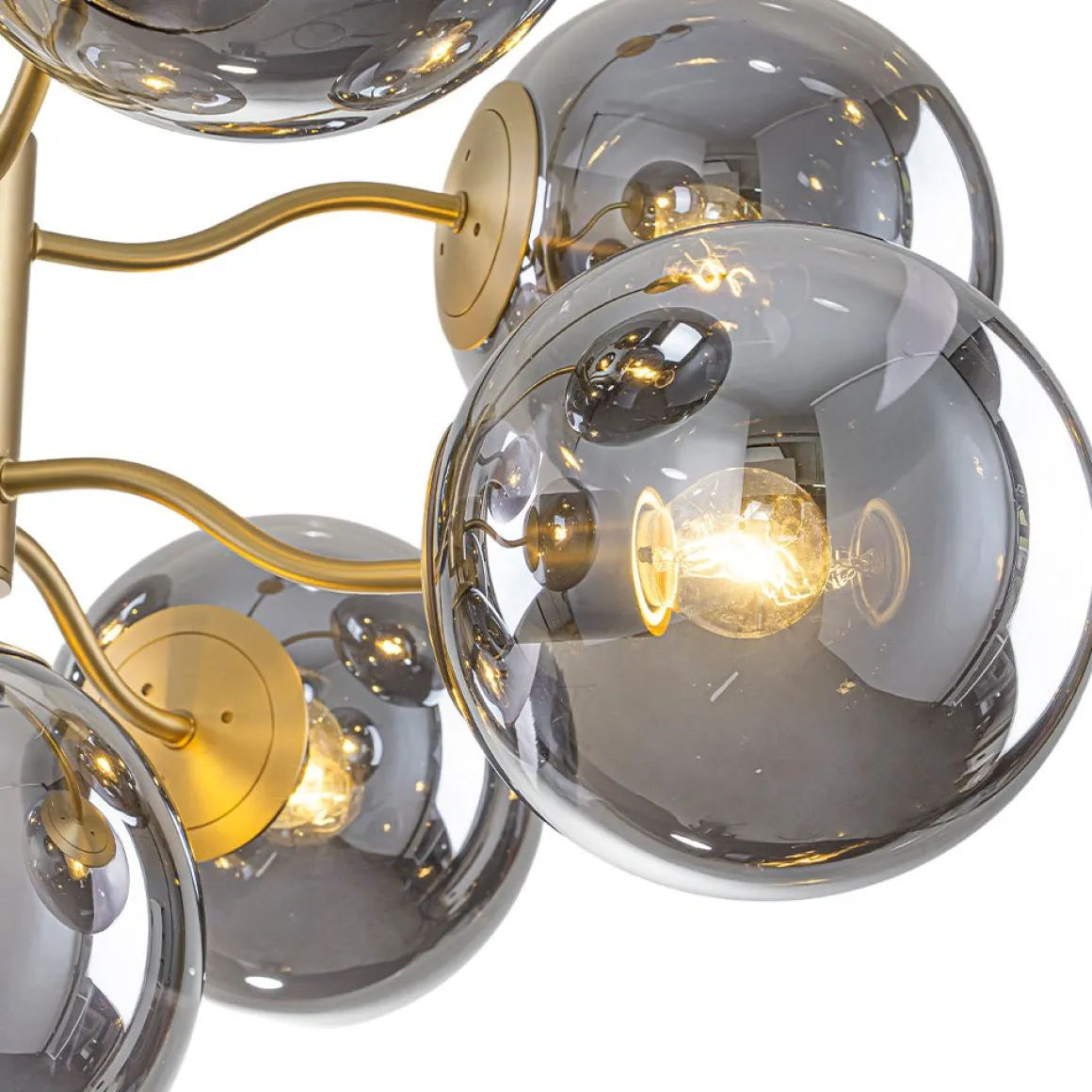 Glam Dark Pearl Smoked Glass Globe Bubble Sputnik Chandelier