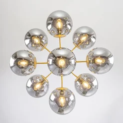 Glam Dark Pearl Smoked Glass Globe Bubble Sputnik Chandelier