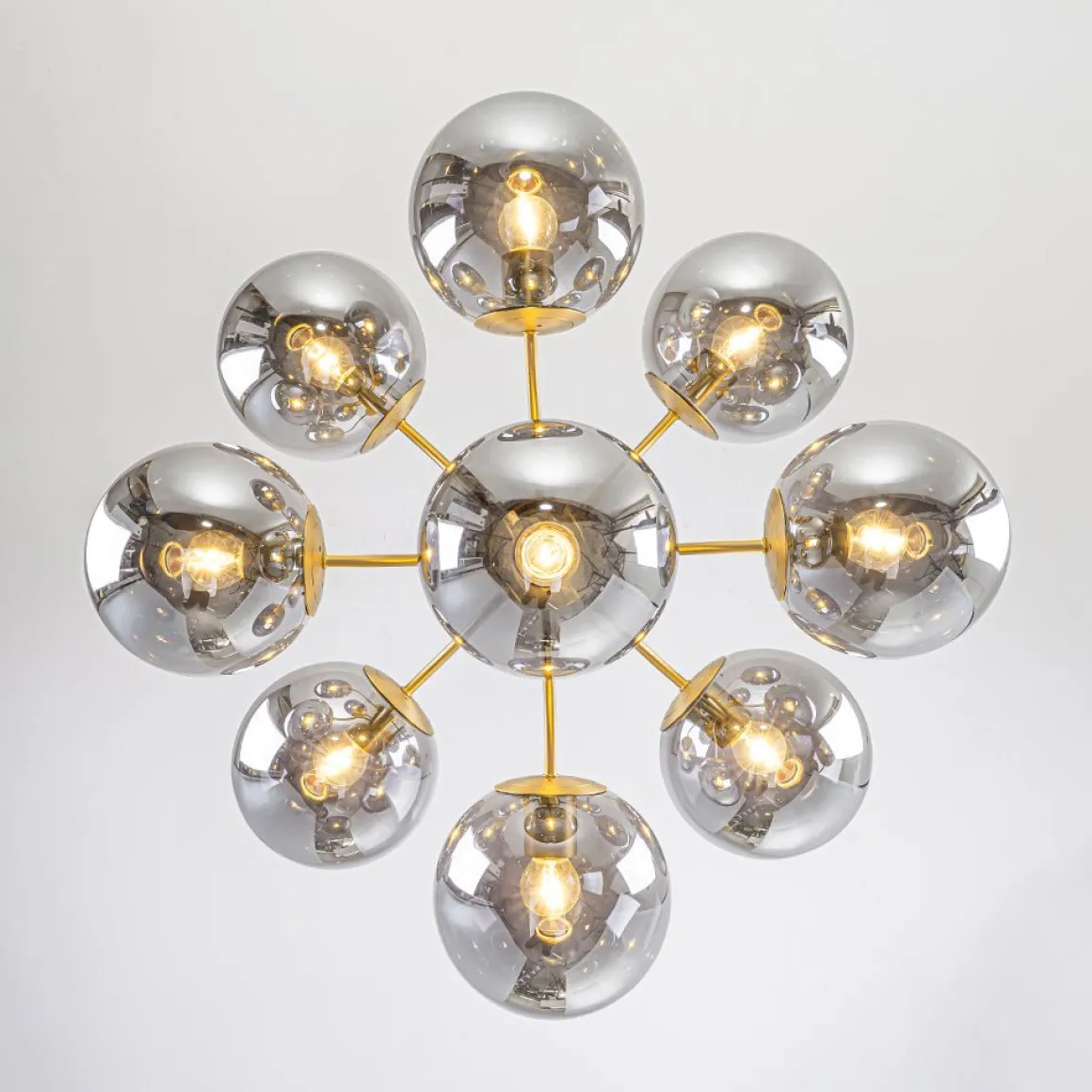 Glam Dark Pearl Smoked Glass Globe Bubble Sputnik Chandelier