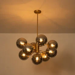 Glam Dark Pearl Smoked Glass Globe Bubble Sputnik Chandelier