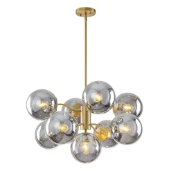 Glam Dark Pearl Smoked Glass Globe Bubble Sputnik Chandelier