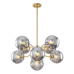 Glam Dark Pearl Smoked Glass Globe Bubble Sputnik Chandelier