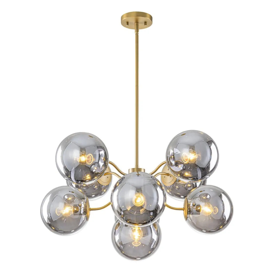 Glam Dark Pearl Smoked Glass Globe Bubble Sputnik Chandelier