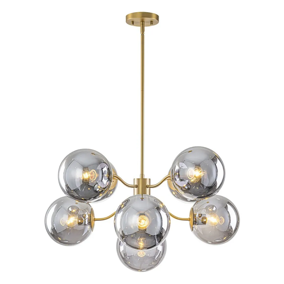 Glam Dark Pearl Smoked Glass Globe Bubble Sputnik Chandelier
