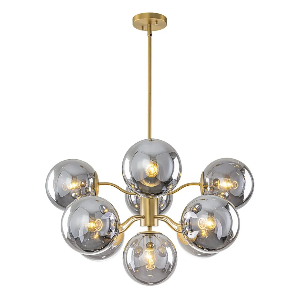 Glam Dark Pearl Smoked Glass Globe Bubble Sputnik Chandelier