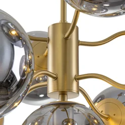 Glam Dark Pearl Smoked Glass Globe Bubble Sputnik Chandelier