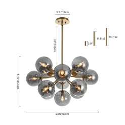 Glam Dark Pearl Sputnik Smoked Glass Bubble Chandelier Light Fixture