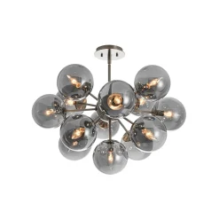 Glam Dark Pearl Sputnik Smoked Glass Bubble Chandelier Light Fixture