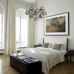 Glam Dark Pearl Sputnik Smoked Glass Bubble Chandelier Light Fixture