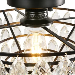 Glam Faceted Crystal Round Tiered Semi Flush Mount Light