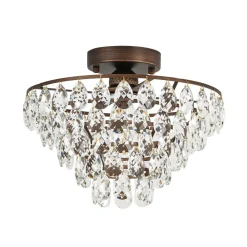 Glam Faceted Crystal Round Tiered Semi Flush Mount Light