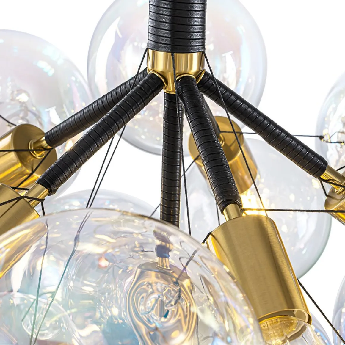 Glam Iridescent Glass Cluster Bubble Semi Flush Chandelier