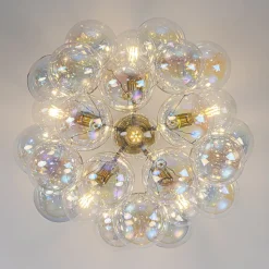 Glam Iridescent Glass Cluster Bubble Semi Flush Chandelier