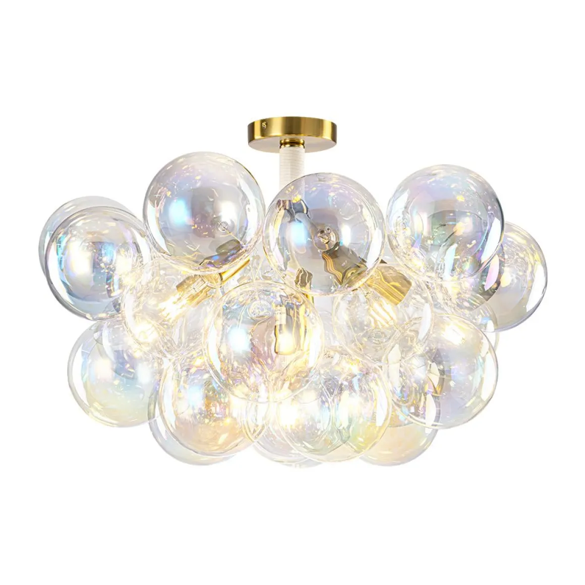 Glam Iridescent Glass Cluster Bubble Semi Flush Chandelier