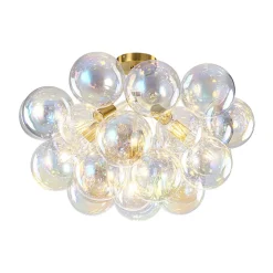 Glam Iridescent Glass Cluster Bubble Semi Flush Chandelier