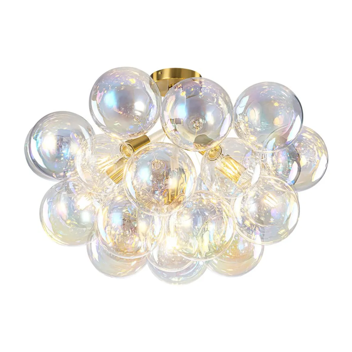 Glam Iridescent Glass Cluster Bubble Semi Flush Chandelier