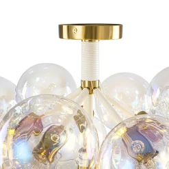 Glam Iridescent Glass Cluster Bubble Semi Flush Chandelier