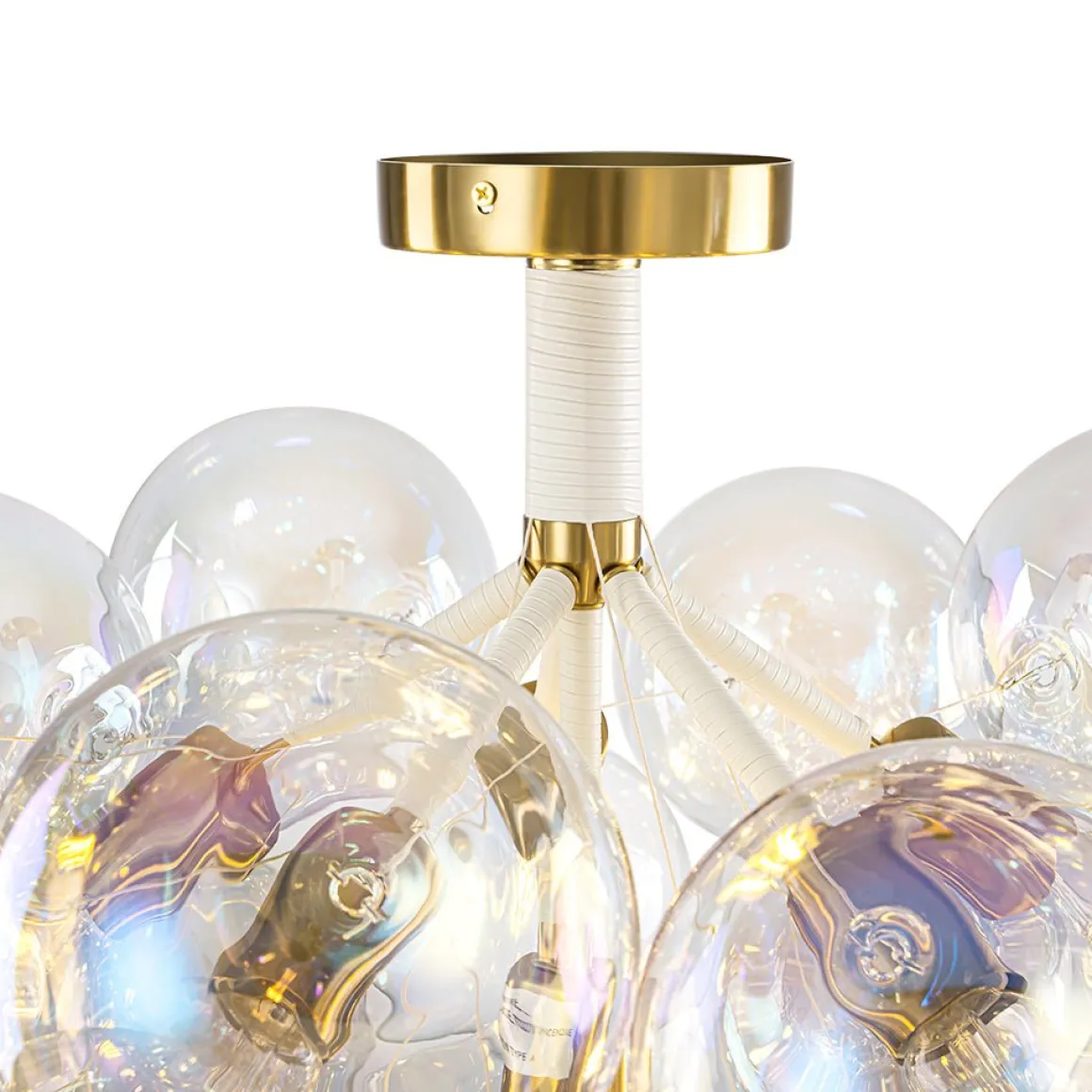 Glam Iridescent Glass Cluster Bubble Semi Flush Chandelier