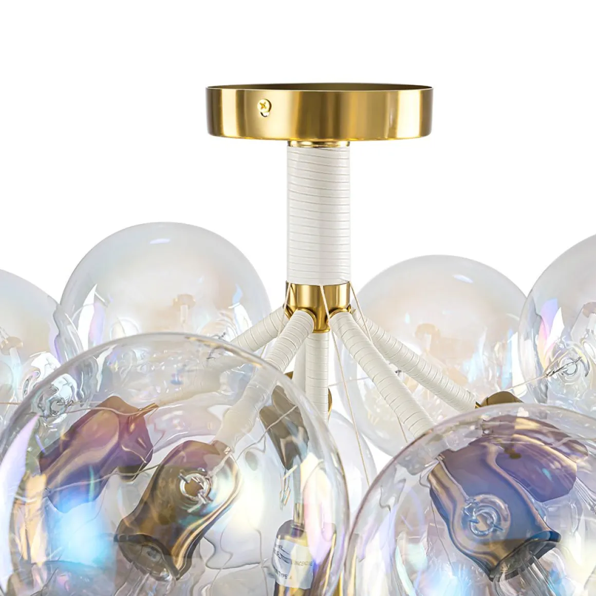 Glam Iridescent Glass Cluster Bubble Semi Flush Chandelier