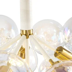 Glam Iridescent Glass Cluster Bubble Semi Flush Chandelier