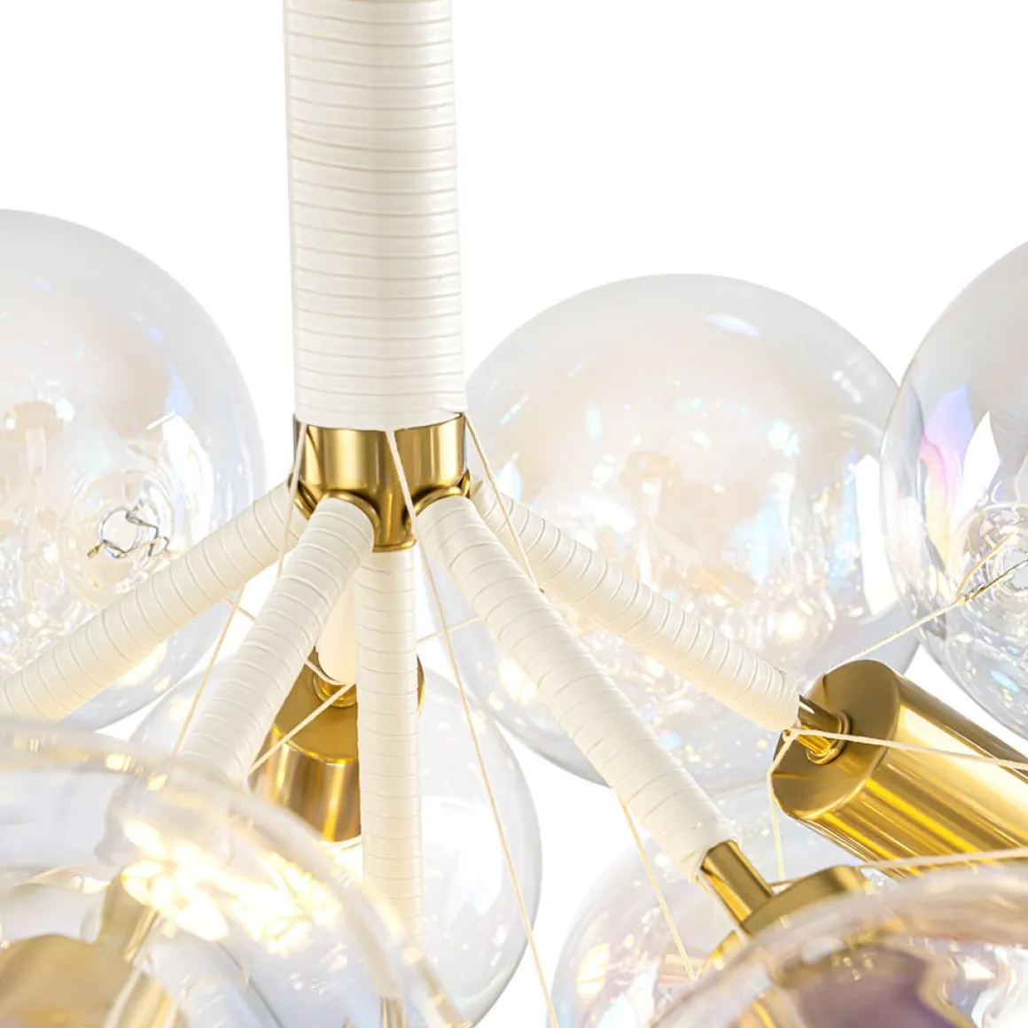 Glam Iridescent Glass Cluster Bubble Semi Flush Chandelier