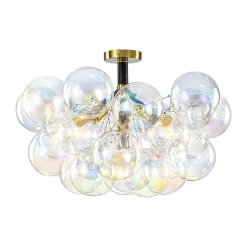 Glam Iridescent Glass Cluster Bubble Semi Flush Chandelier
