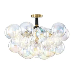 Glam Iridescent Glass Cluster Bubble Semi Flush Chandelier