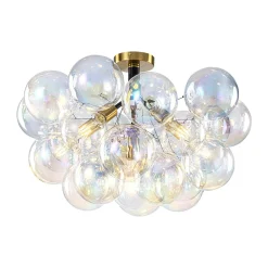 Glam Iridescent Glass Cluster Bubble Semi Flush Chandelier