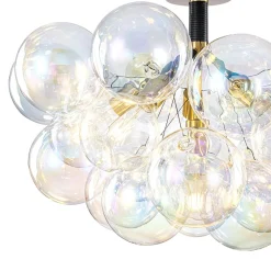 Glam Iridescent Glass Cluster Bubble Semi Flush Chandelier