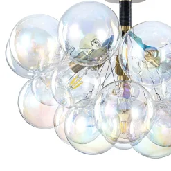 Glam Iridescent Glass Cluster Bubble Semi Flush Chandelier
