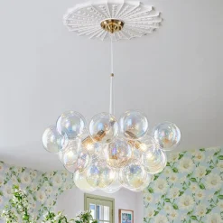 Glam Iridescent Glass Globe Cluster Bubble Chandelier