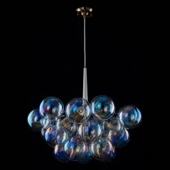 Glam Iridescent Glass Globe Cluster Bubble Chandelier