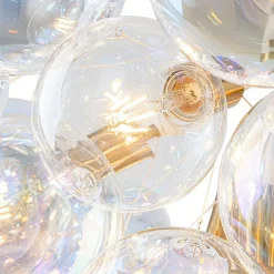 Glam Iridescent Glass Globe Cluster Bubble Chandelier