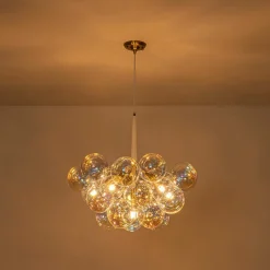 Glam Iridescent Glass Globe Cluster Bubble Chandelier