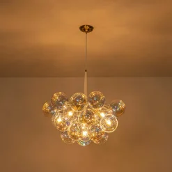 Glam Iridescent Glass Globe Cluster Bubble Chandelier