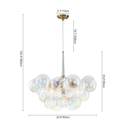 Glam Iridescent Glass Globe Cluster Bubble Chandelier