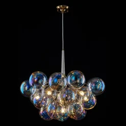 Glam Iridescent Glass Globe Cluster Bubble Chandelier