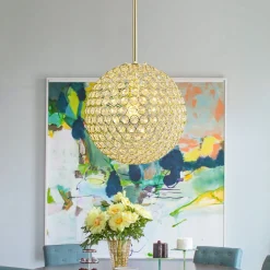 Glam Jewel Polished Gold Crystal Globe Chandelier