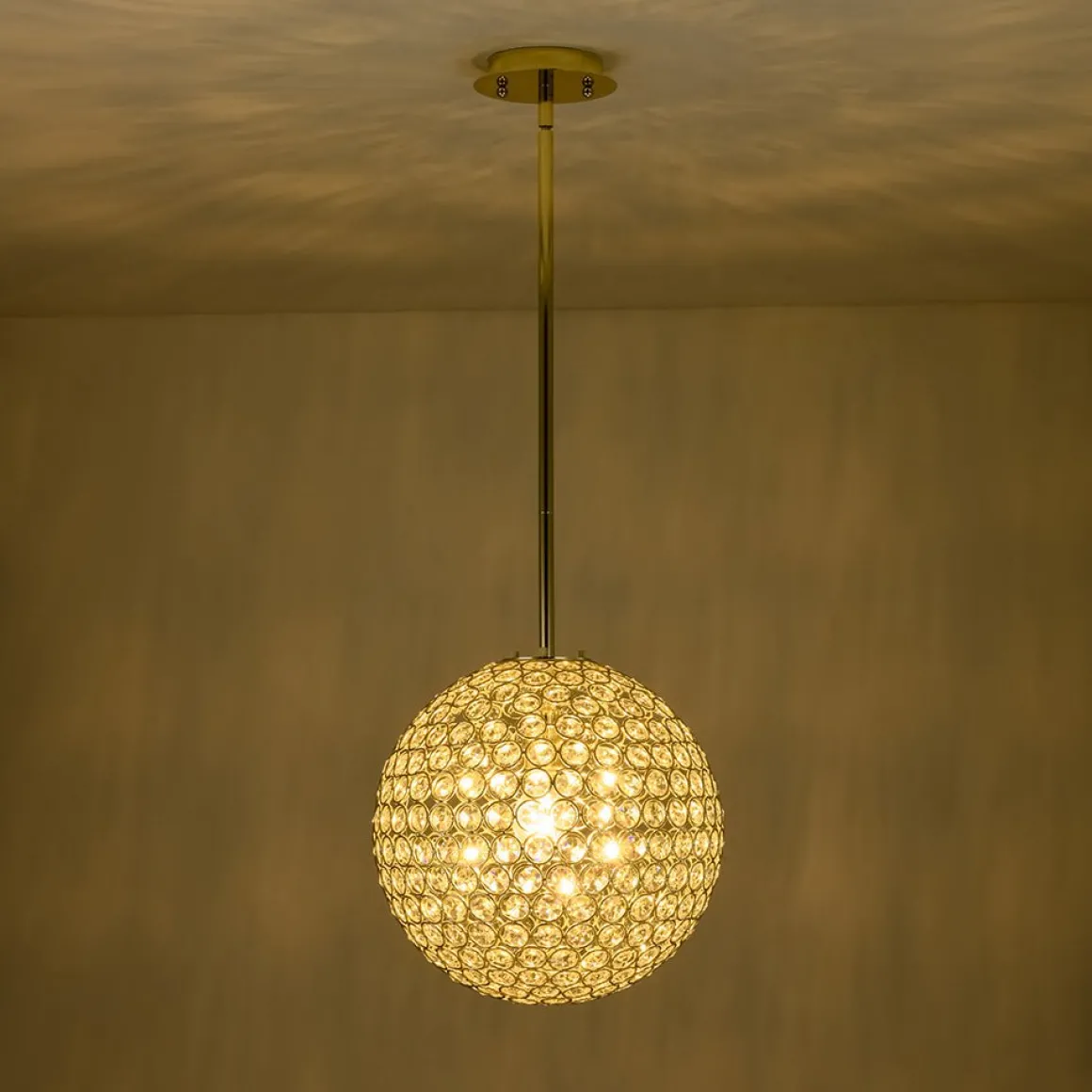 Glam Jewel Polished Gold Crystal Globe Chandelier