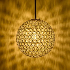 Glam Jewel Polished Gold Crystal Globe Chandelier