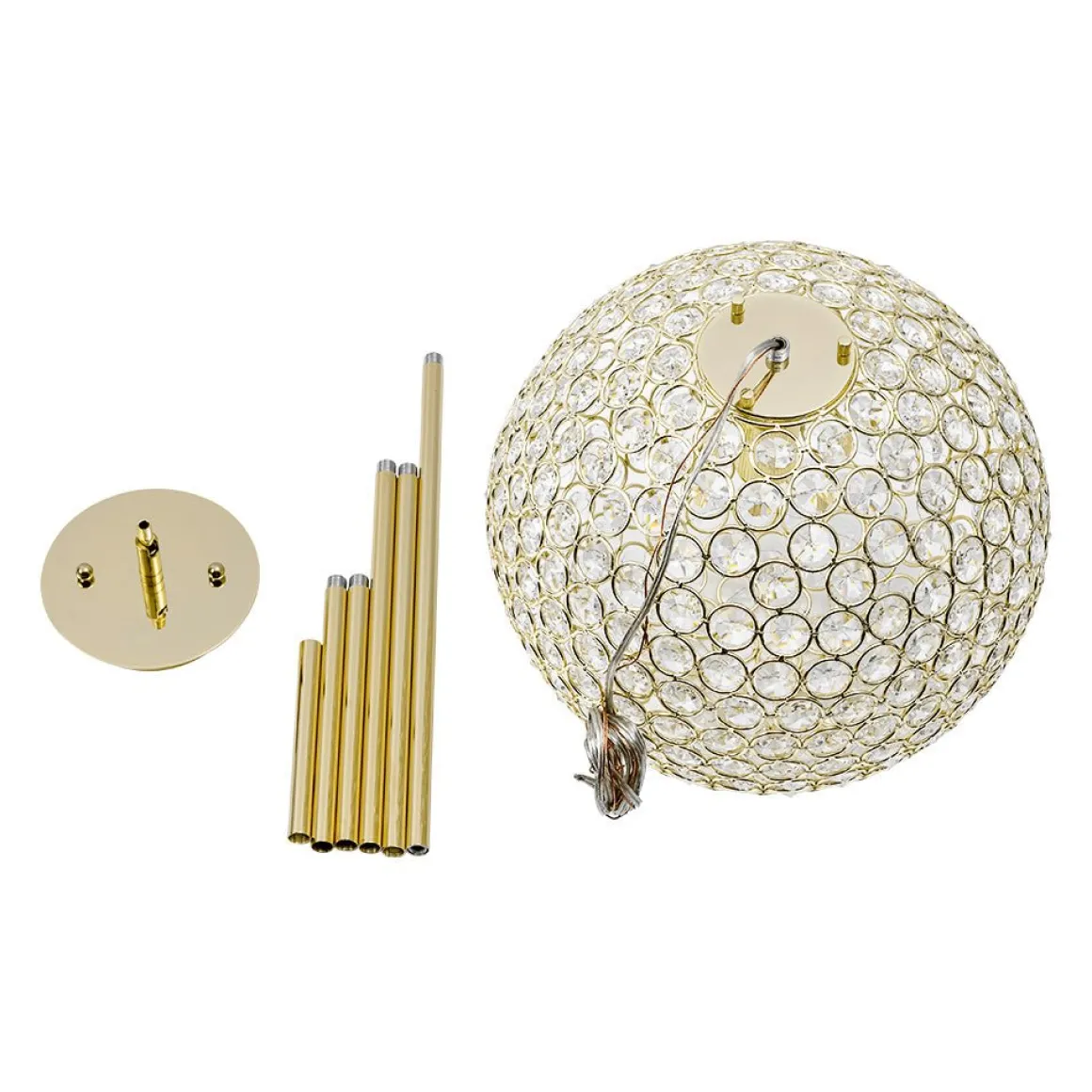 Glam Jewel Polished Gold Crystal Globe Chandelier