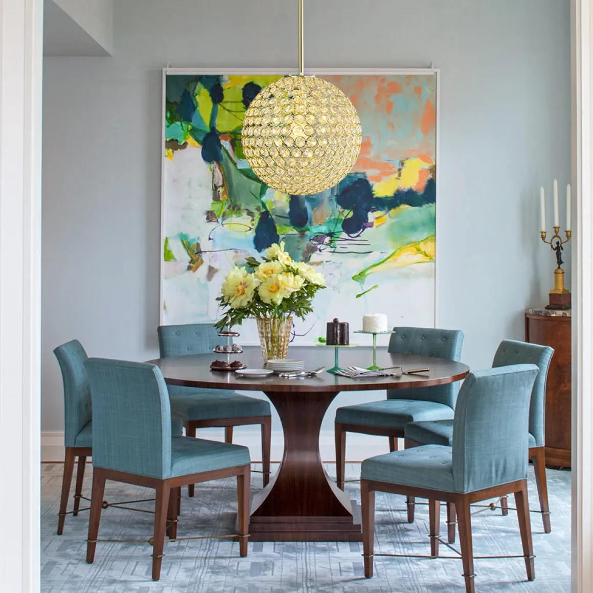 Glam Jewel Polished Gold Crystal Globe Chandelier