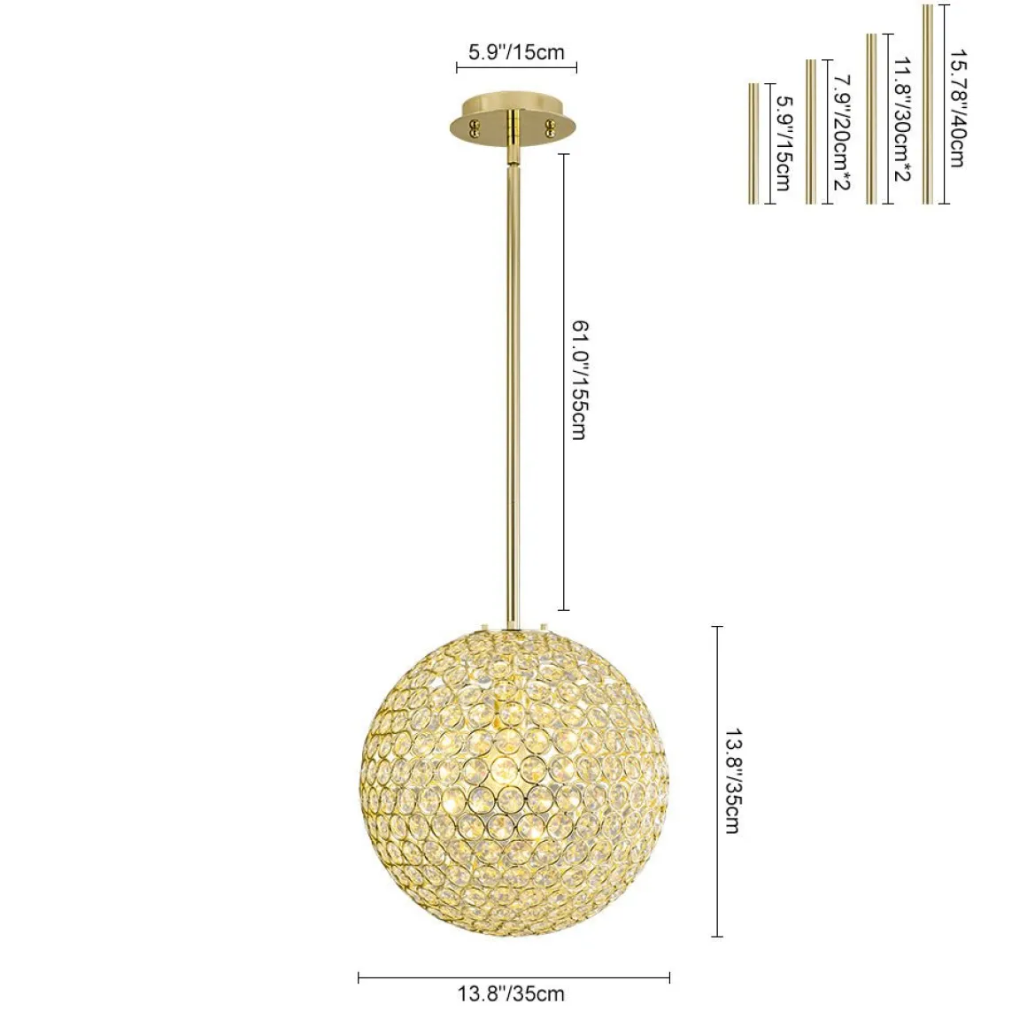 Glam Jewel Polished Gold Crystal Globe Chandelier